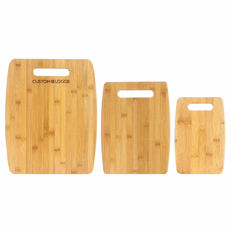 3-Piece Bamboo Cutting Board Set, 15" x 12", 12" x 9" and 9" x 6"