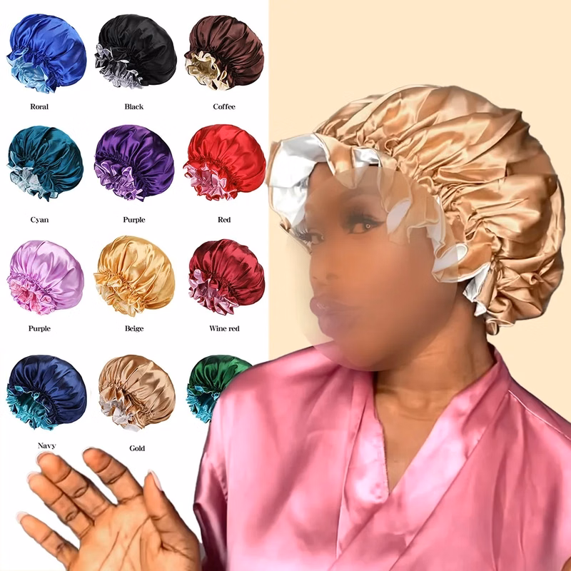 Double Layer Silky Shower Cap