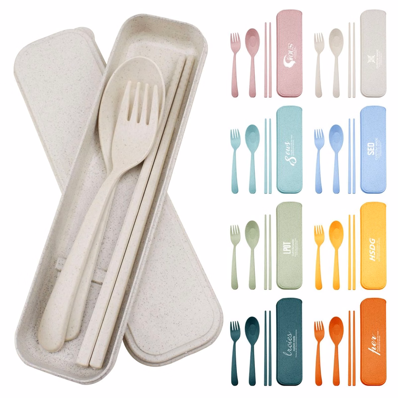Portable Wheat Straw Tableware 3-Piece Set
