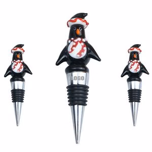 Adorable Penguin Snowman Wine Cork Bottle Stopper