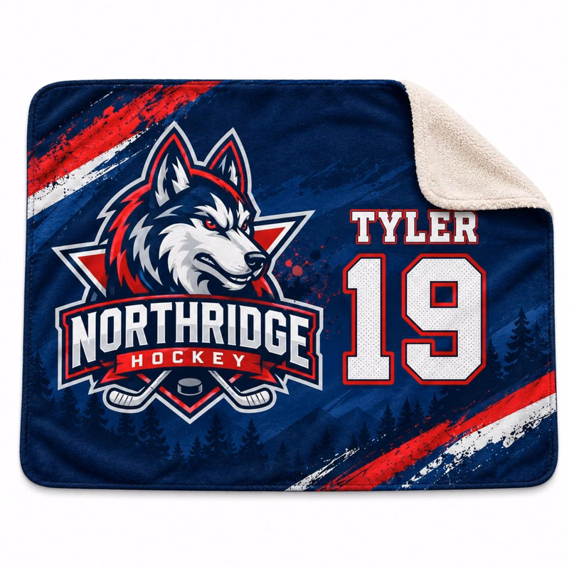 24 Hr Express Ship - Team Blanket in Plush Sherpa Faux Wool Lined Micro Mink, 50x60, Couch size
