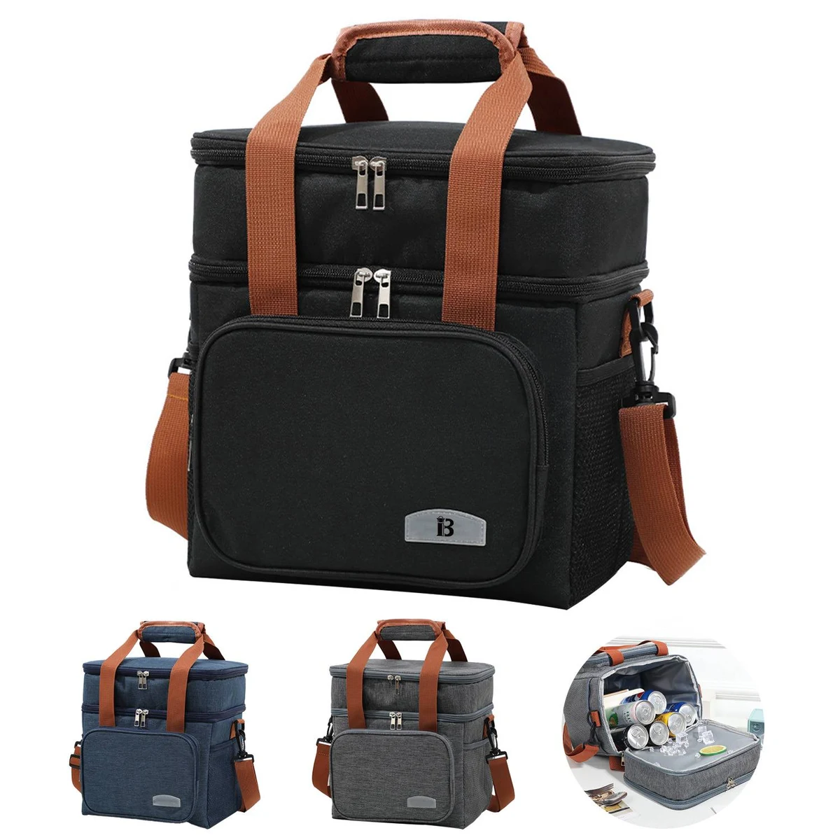 Oxford Double-layer thermal cross-body Insulated lunch bag 1