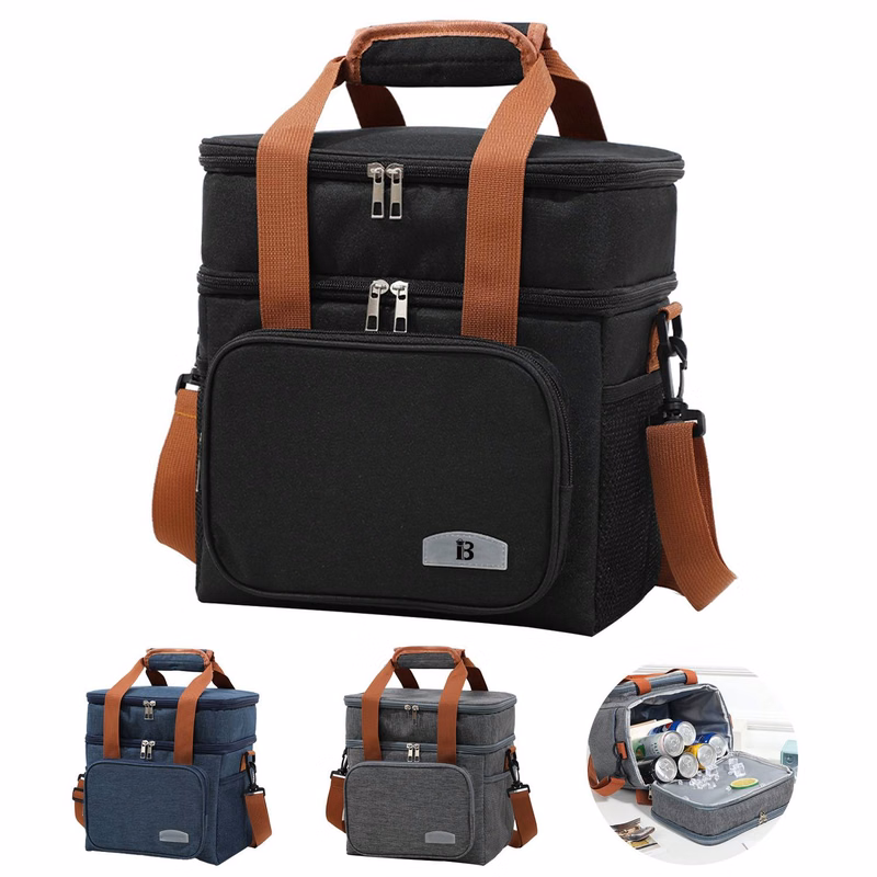 Oxford Double-layer thermal cross-body Insulated lunch bag