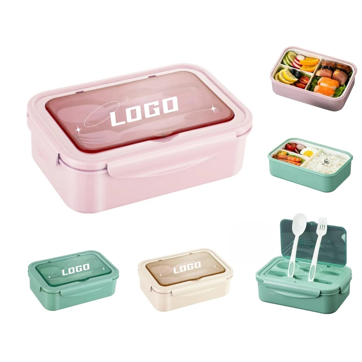 Heatable Bento Lunch Box Single Layer With Cutlery Set 1
