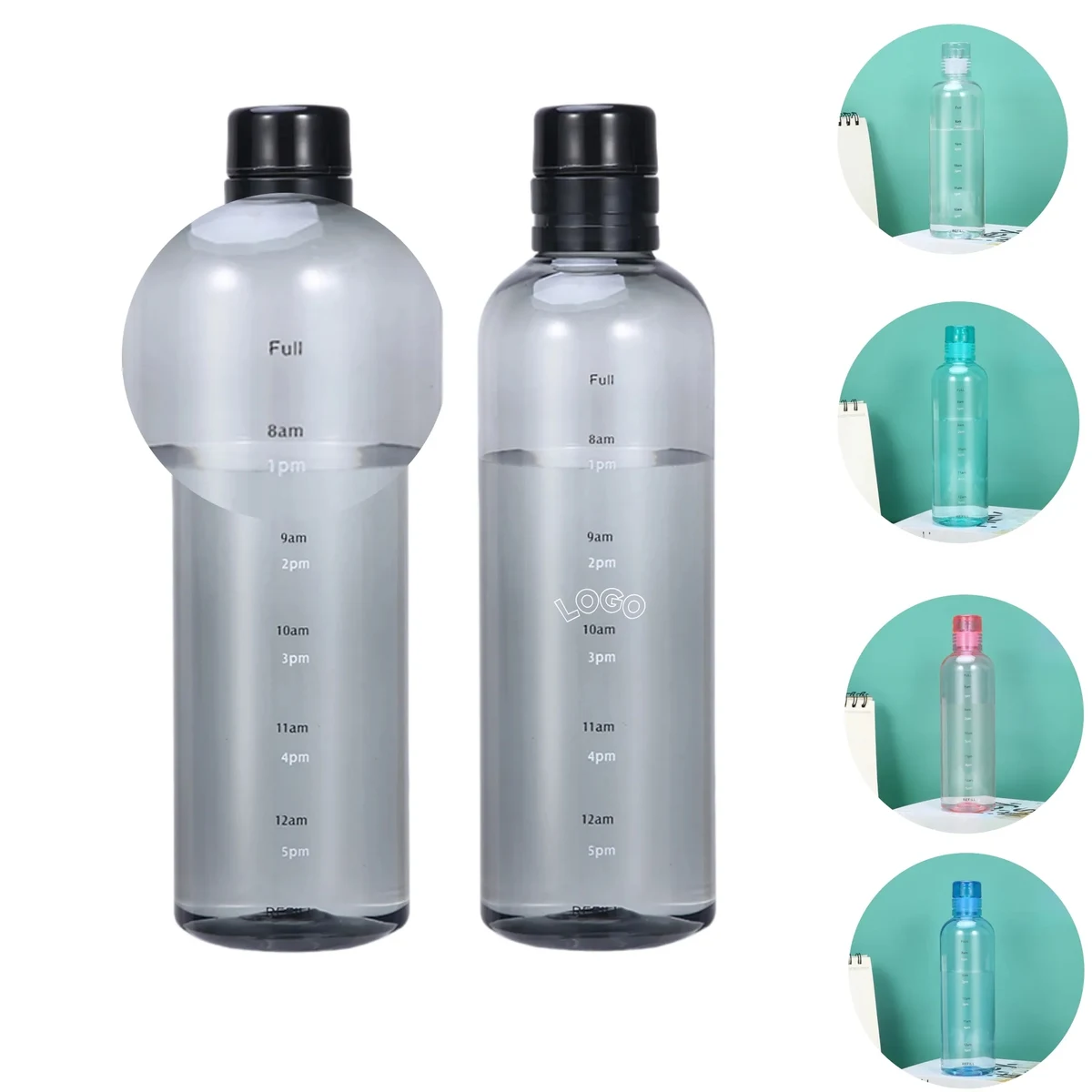 Portable Clear Time Marker Water Juice Bottle 1