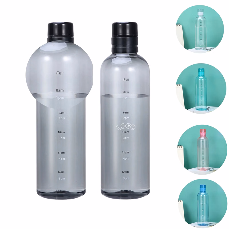 Portable Clear Time Marker Water Juice Bottle