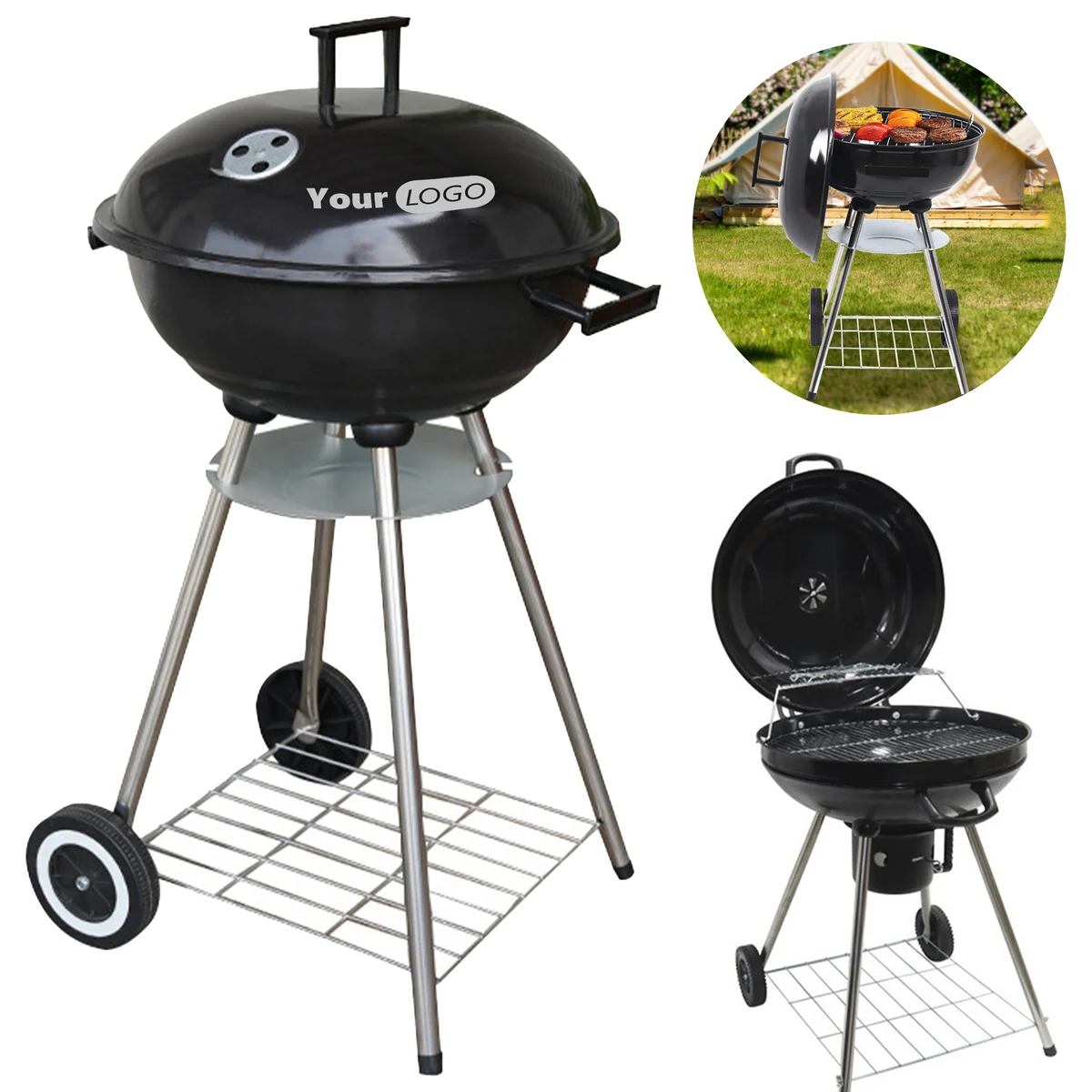 Vitreous Enamel Outdoor Camping Portable Barbecue Grill 1