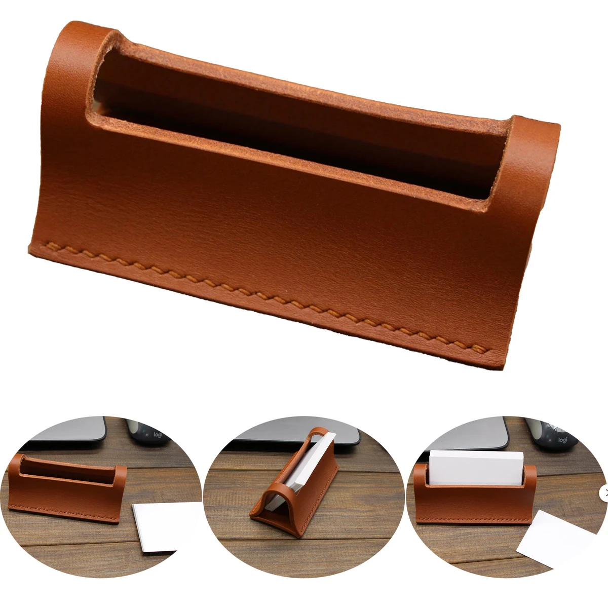 Leather Business Card Holder Stand 1