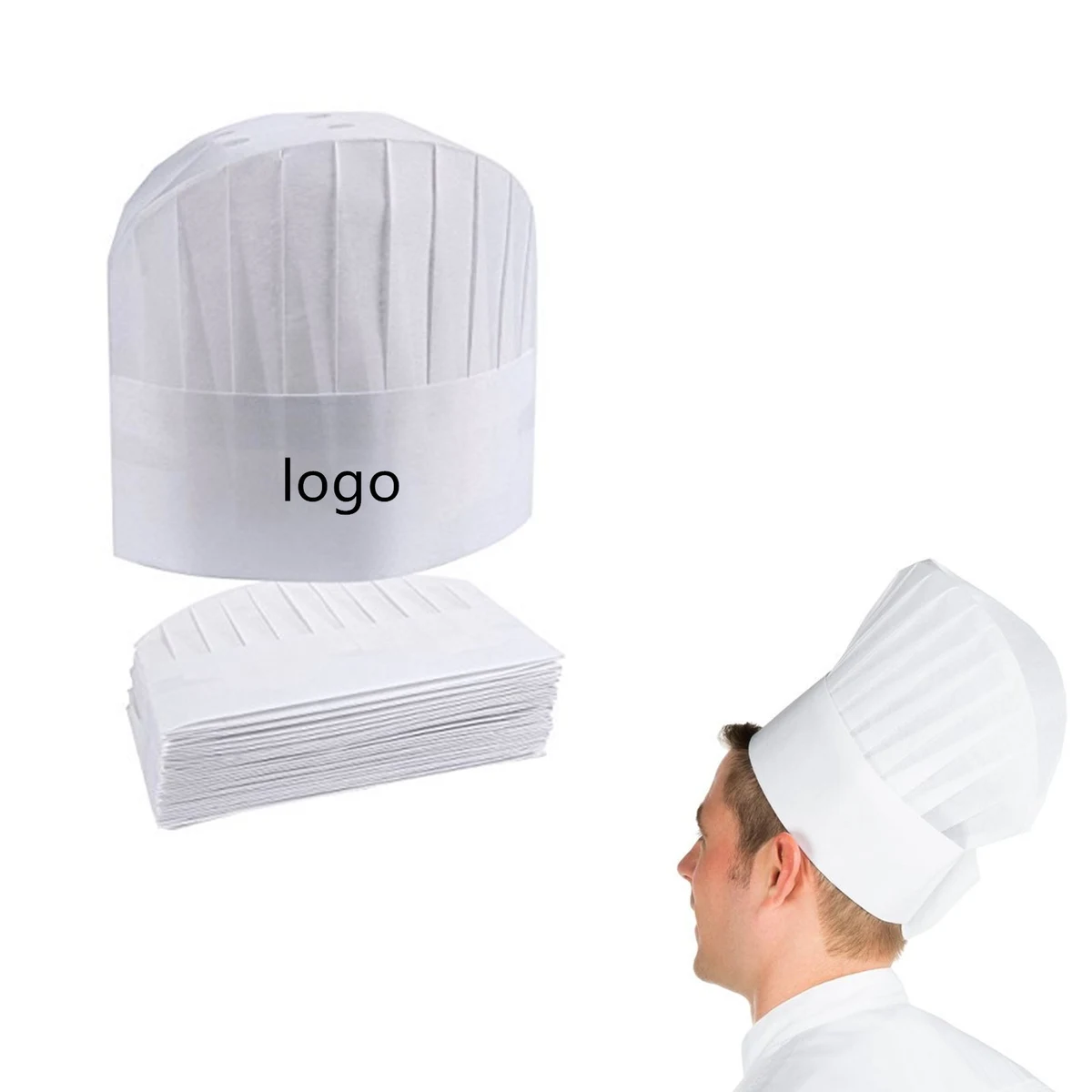 Disposable White Non Woven Chef Tall Hat 1