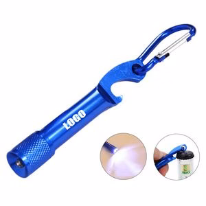 3 In 1 Aluminum Bottle Opener With Flashlight Keychain Design