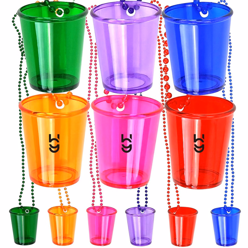 Party Shot Glasses with Colorful Beaded Necklaces