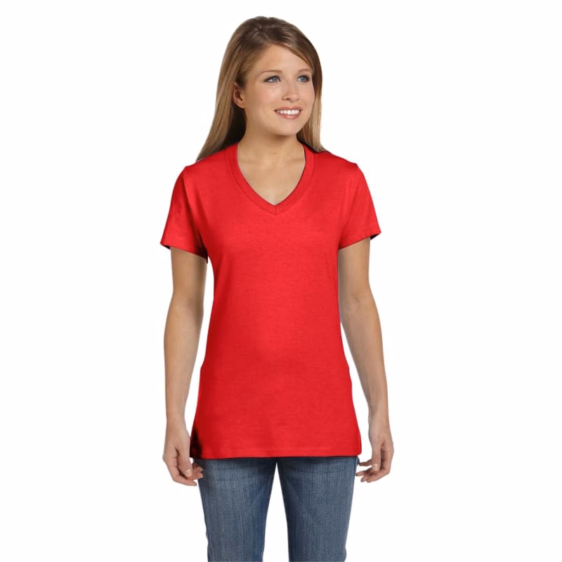 Hanes Ladies 4.5 Oz., 100% Ringspun Cotton Nano-T® V-Neck T-