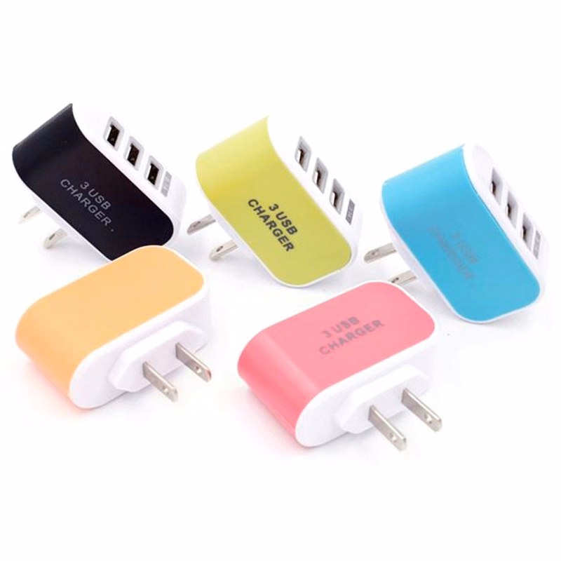 3-Port Multi-Color USB Wall Charger