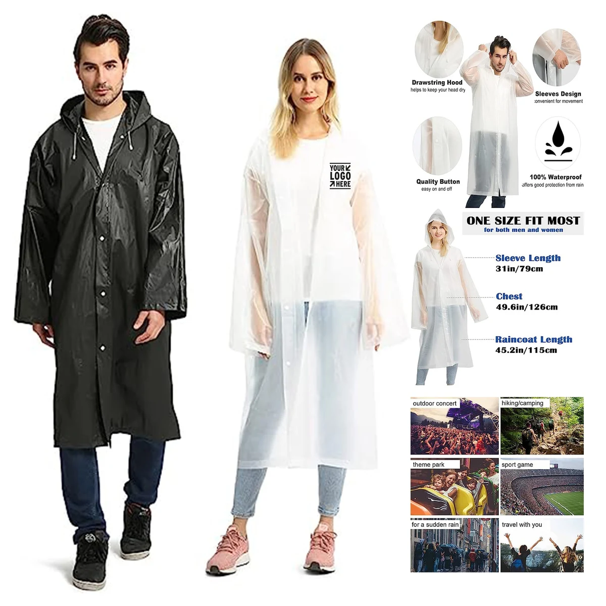 EVA Rain Ponchos Lightweight Rain Coat 1