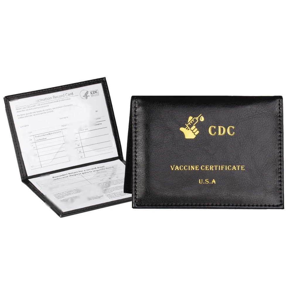 Leatherette Vaccine Card Holder - Deboss / Aluminum Foil 1