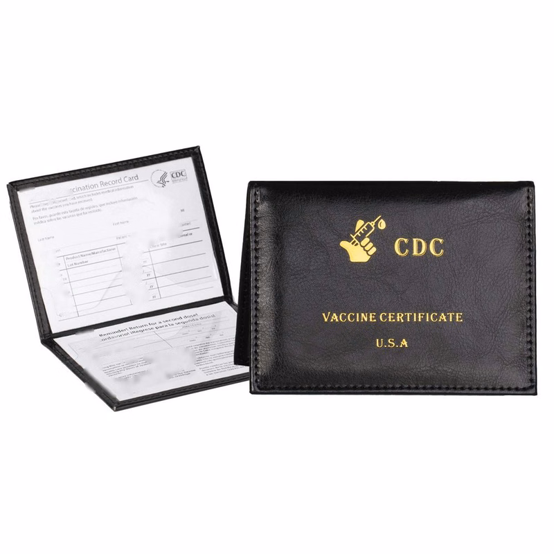 Leatherette Vaccine Card Holder - Deboss / Aluminum Foil