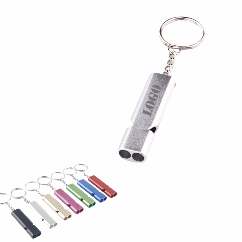 Double Tubes Metal Whistle Key Chain