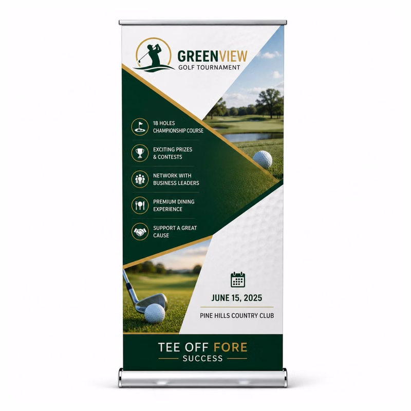 Sublimated Heavy Fabric Deluxe Wide Base Retractable Pull Up Banner, Stand and Bag, 33.5x79
