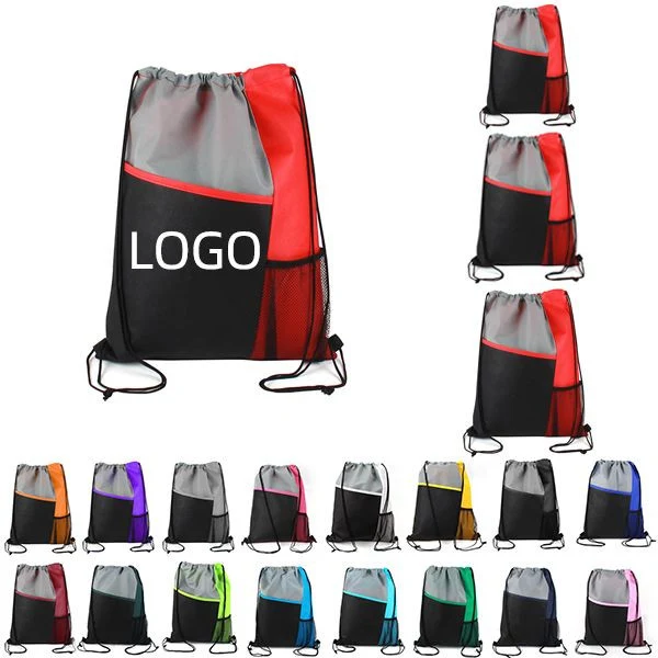 Small Mesh Pocket Tricolored Drawstring Sports Pack 1