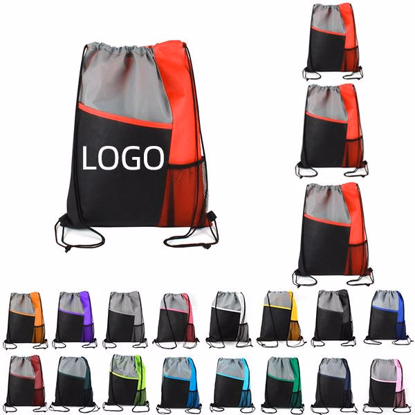 Small Mesh Pocket Tricolored Drawstring Sports Pack