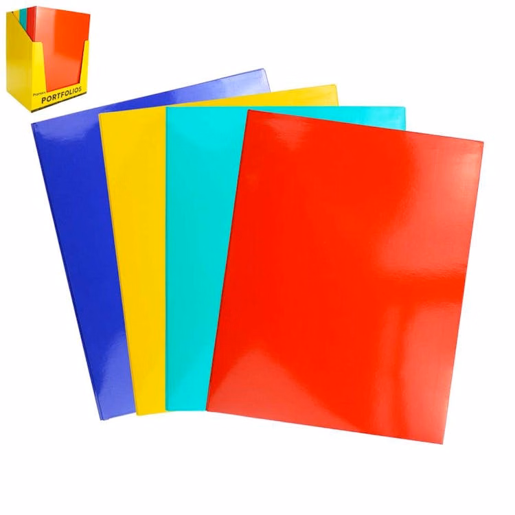 Glossy 2-Pocket Folders - Assorted 3 Prongs