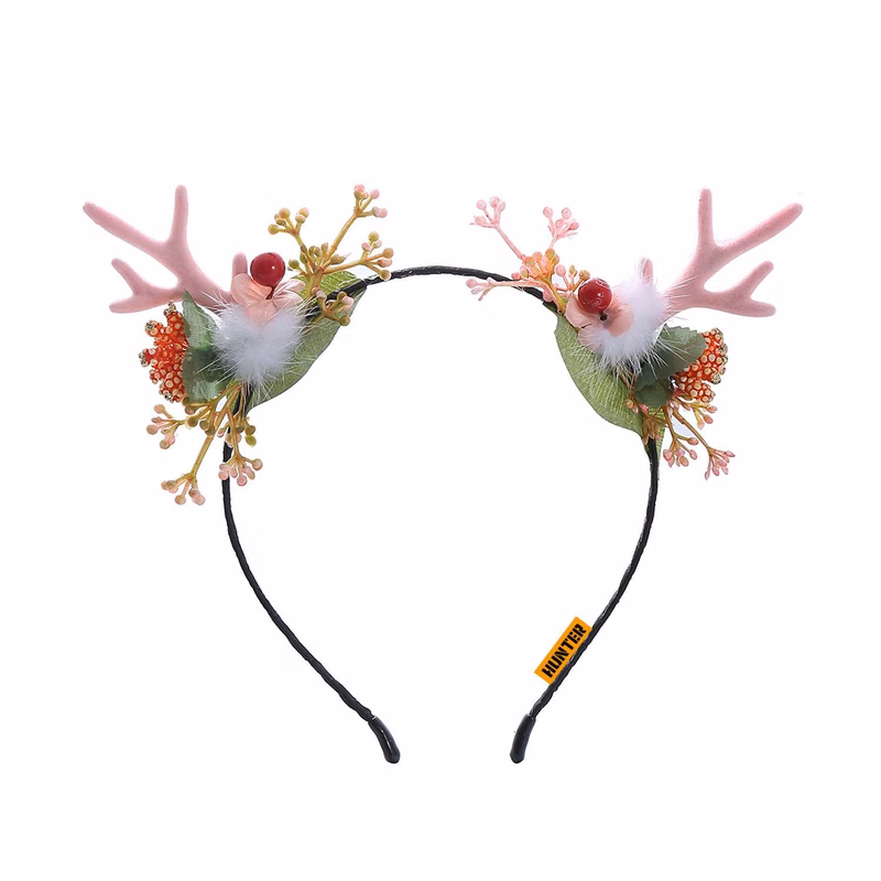 Cute headgear pink flocking elk Halloween headband