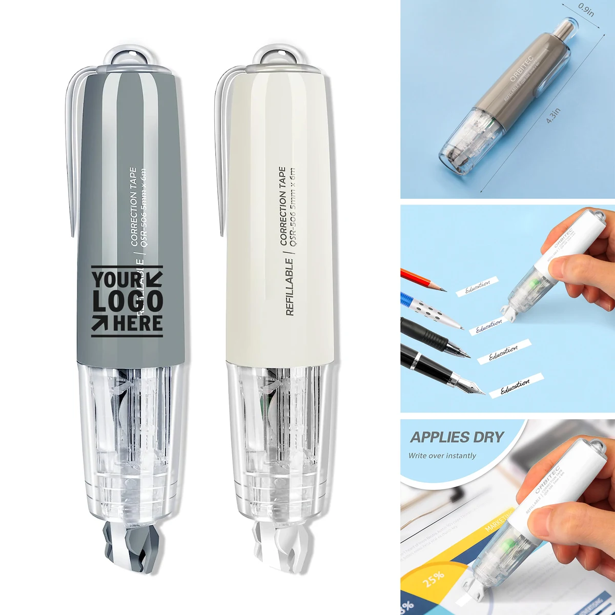 Office Home Mini Small Aesthetic Cute White Out Refillable Retractable Quick Dry Correction Tape 1