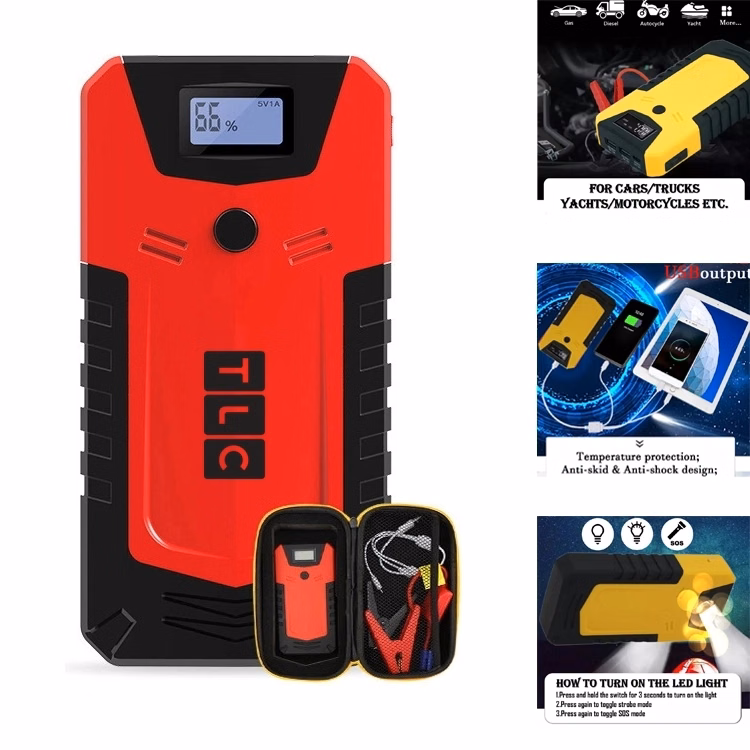 Portable Car Jump Starter Battery Pack with LED Flashlight