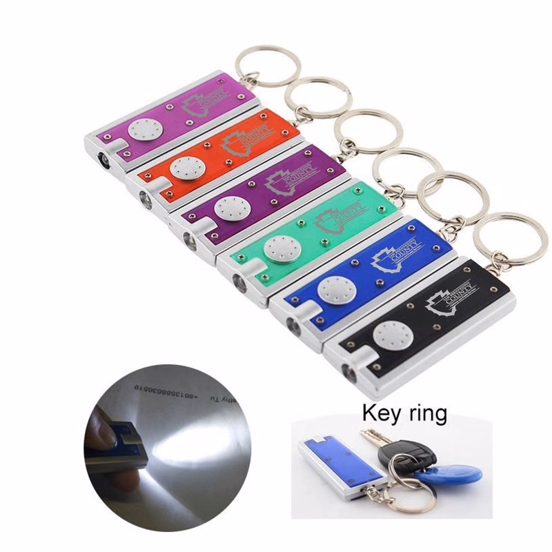 Slim Rectangular Flashlight w/Swivel Key Chain