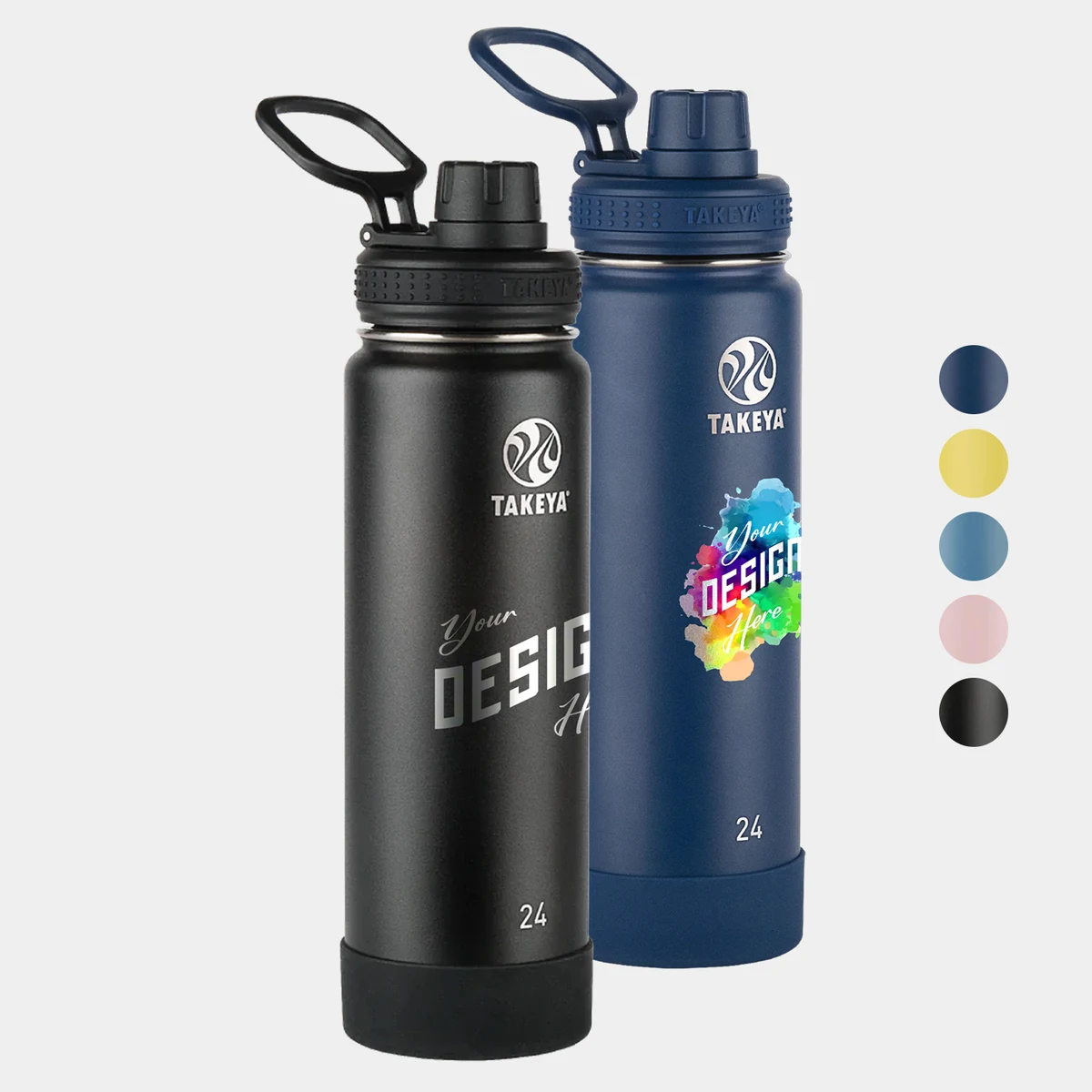 24 oz Takeya® Stainless Steel Insulated Active Water Bottle w/ Spout Lid 1