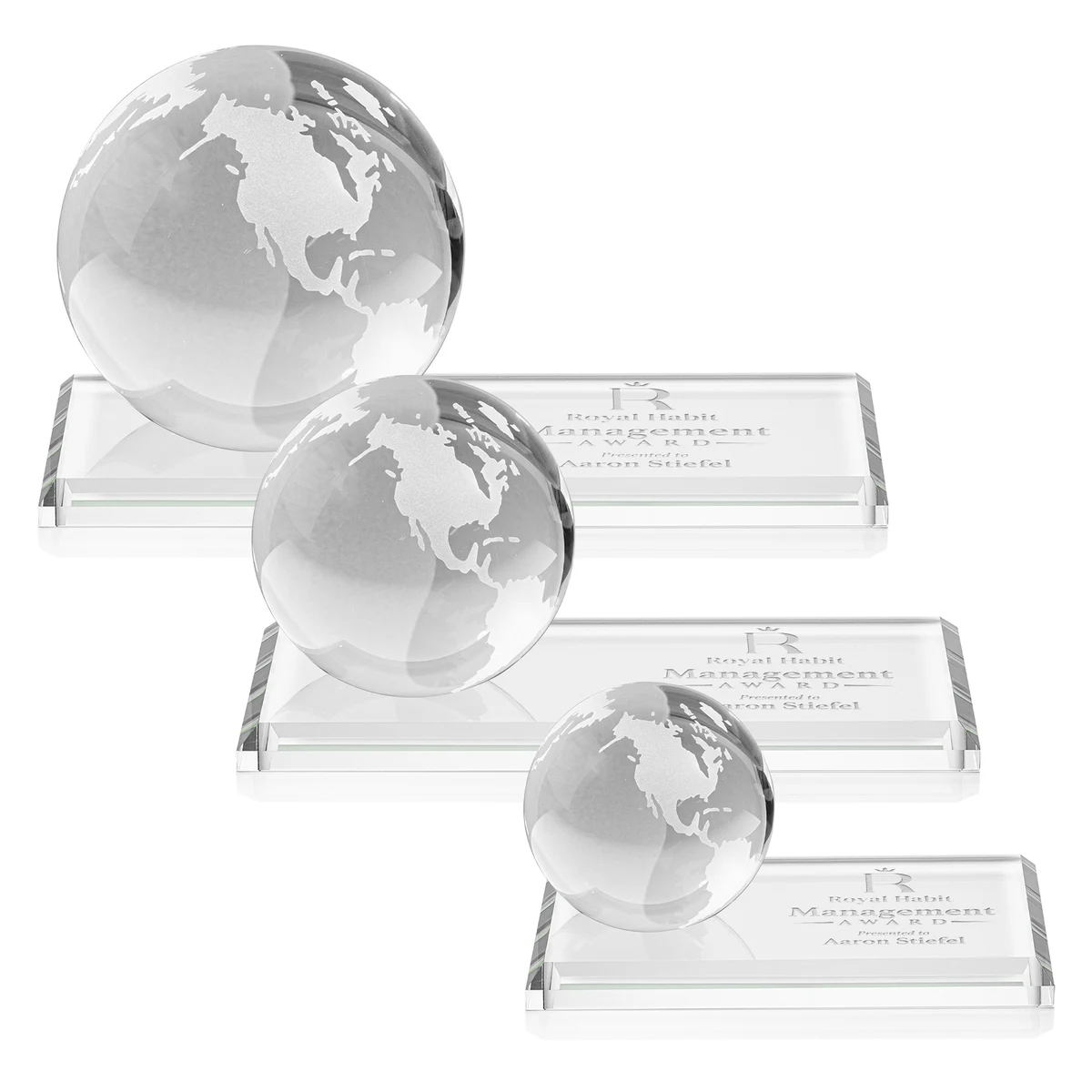 Globe Award on Rectangle Base - Clear 1