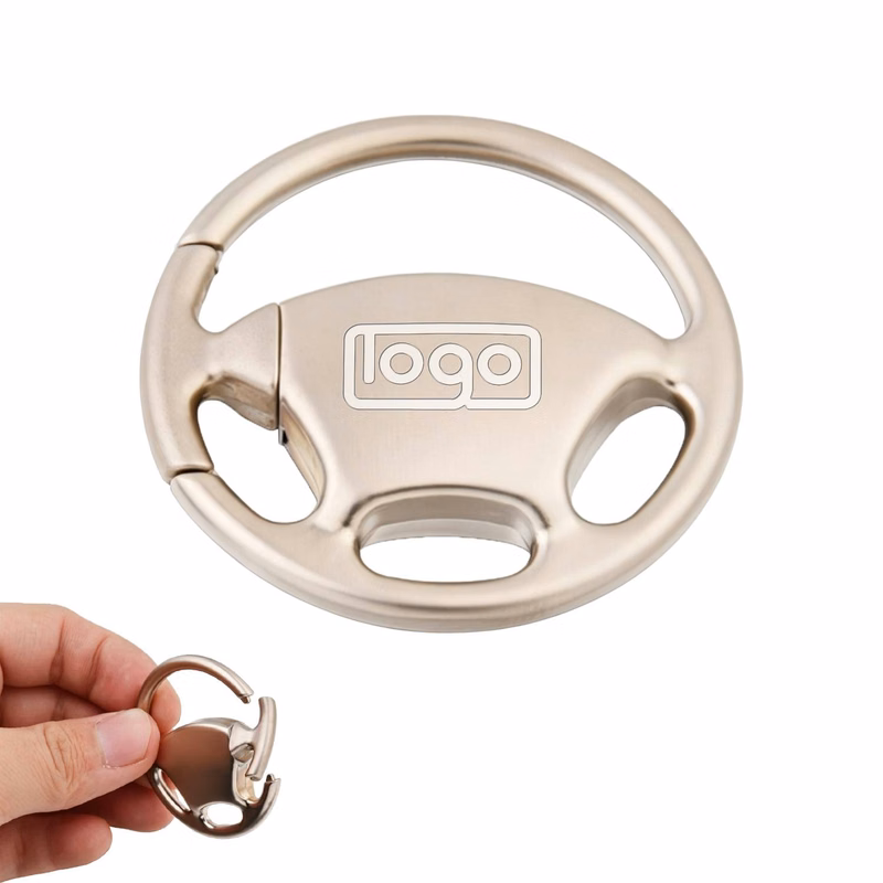 Rotatable Steering Wheel Metal Keychain