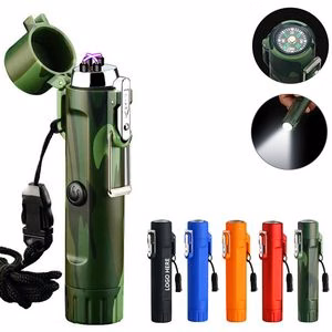 Flashlight With Built In Compass And Dual Arc Lighter