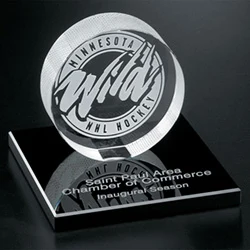 Hockey Puck on Black Glass Base 1
