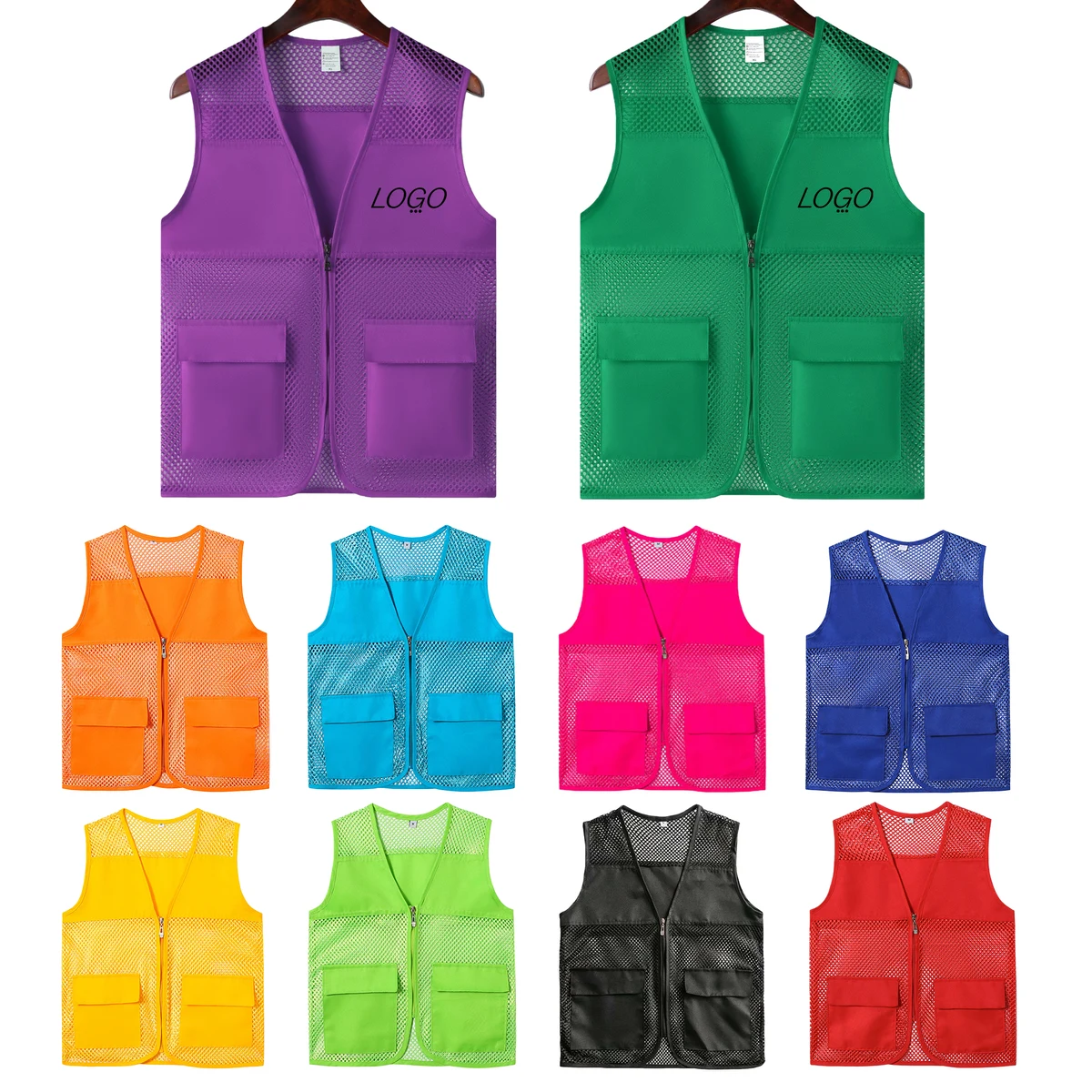 Volunteer Mesh Vest with Pocket and Zipper 1