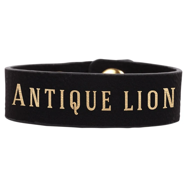 8 1/2" x 3/4" Black/Gold Leatherette Youth Cuff Bracelet 1