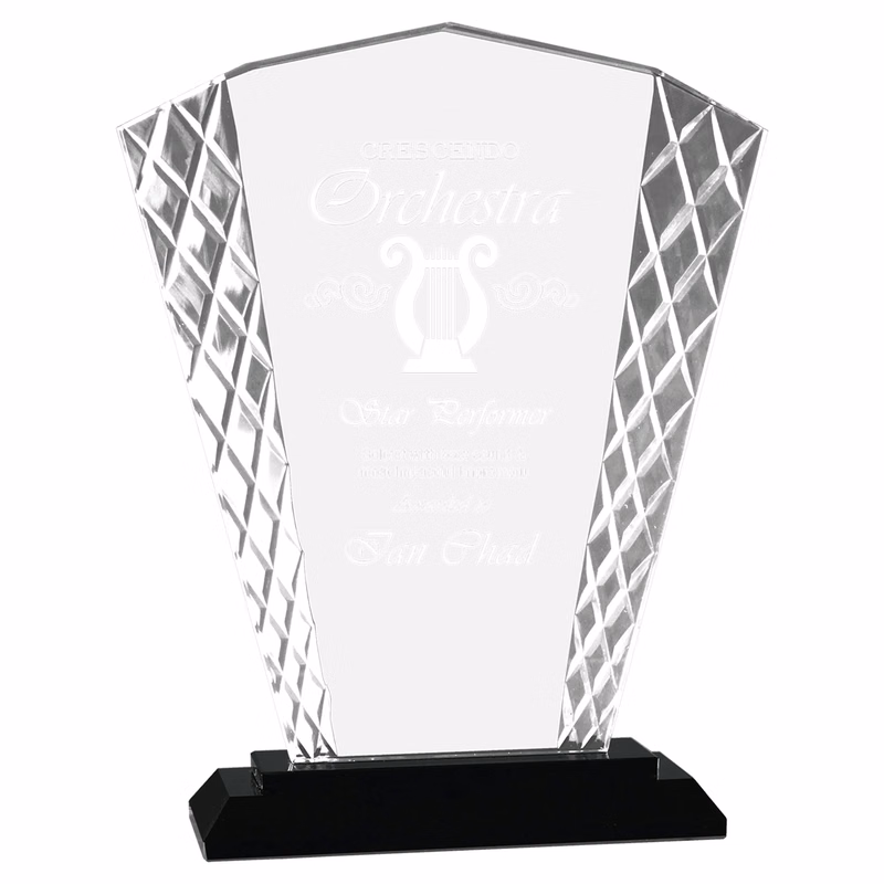 8" Fan Accent Glass on Black Base
