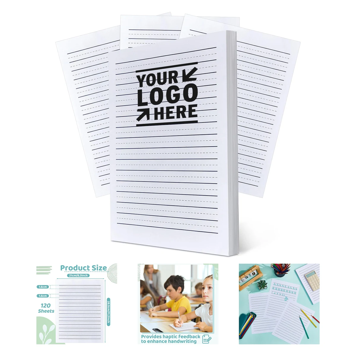 8.3" x 11.2" 120 Sheets Raised Ruled Paper Portrait Handwriting Paper 1