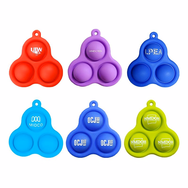 Silicone Pop 3 Bubbles Fidget Toy Keychain