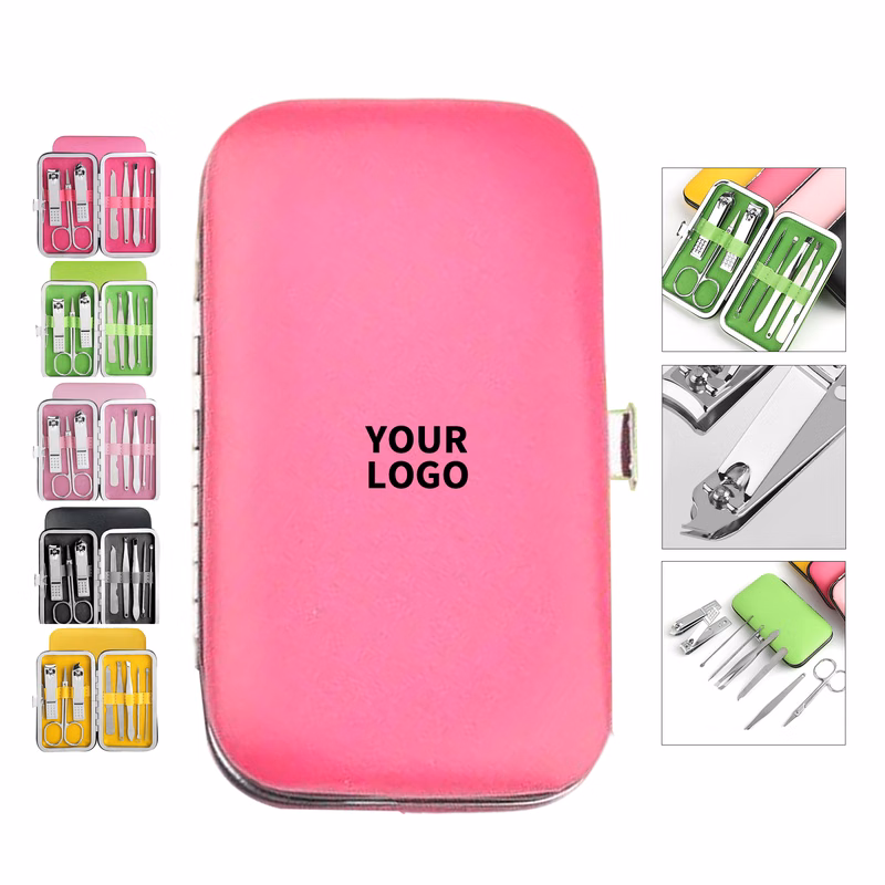 Stainless Steel Manicure Set PU Leather Case