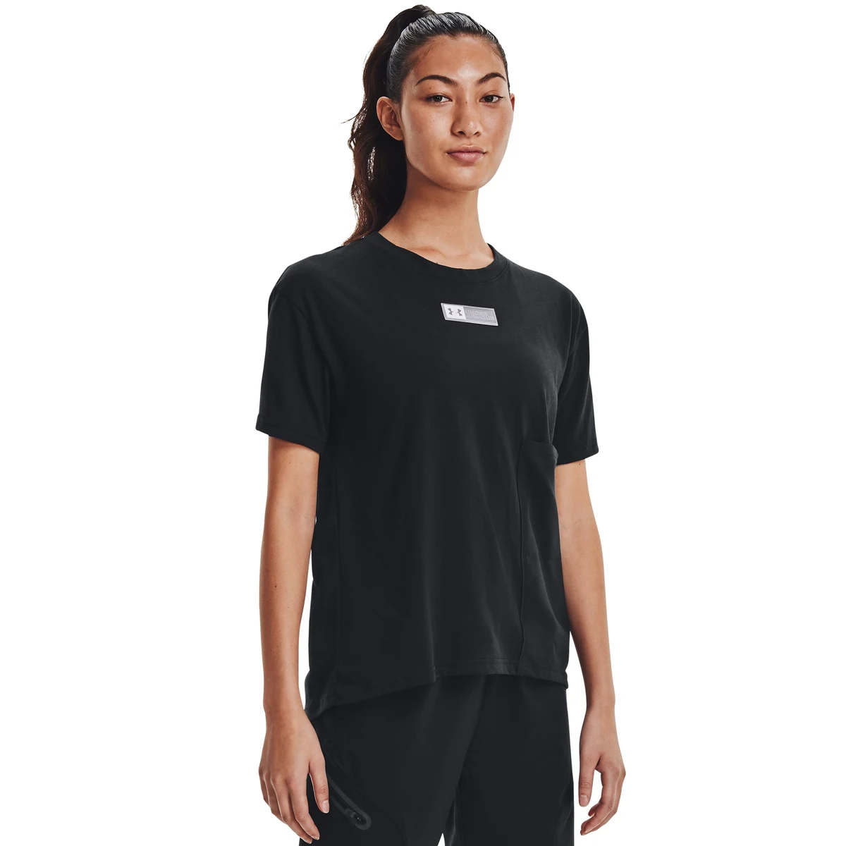 Women's UA Woven Pocket T-Shirt 1