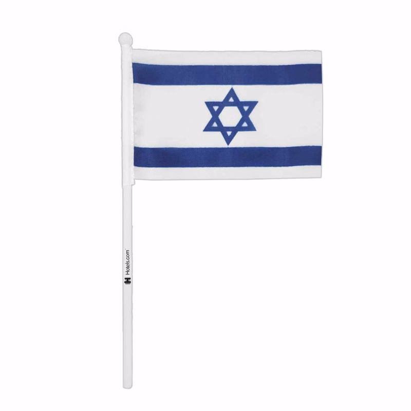4"x6" Israel Flag With Black Plastic 10" Pole & Gold Spear - Israeli Flag