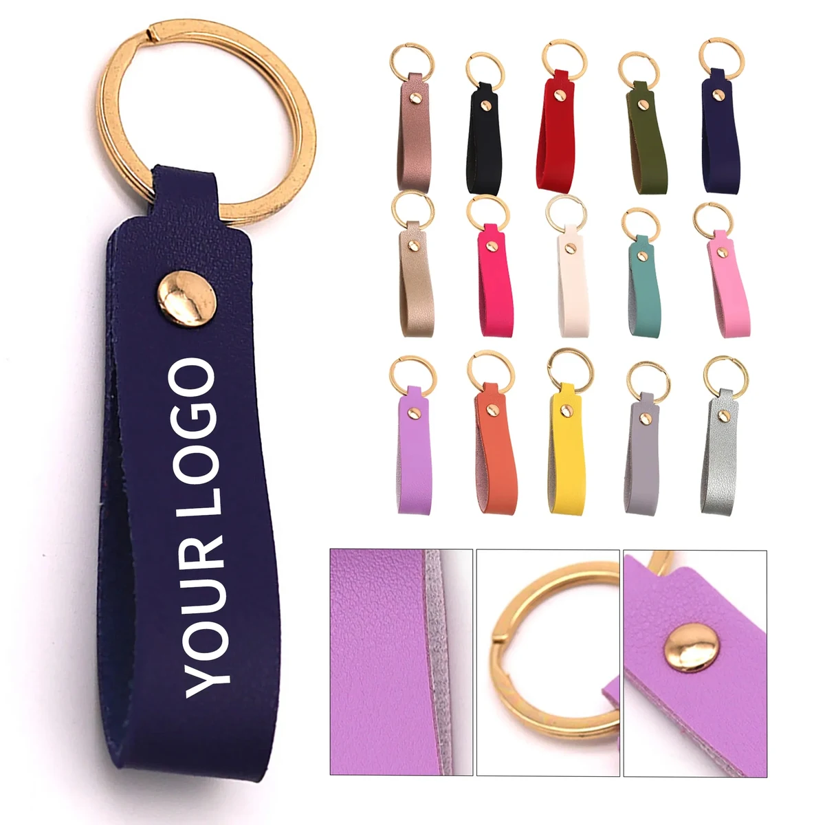 Leather Keychain with Brass Ring 1
