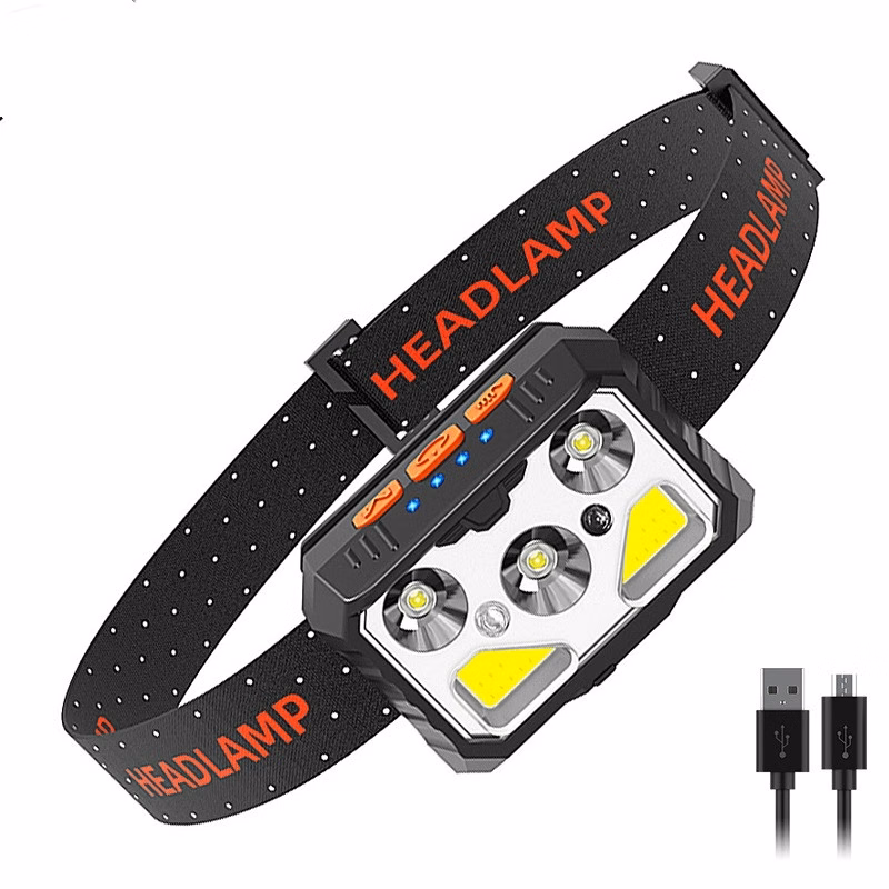 Built-in strong LED charging sensing headlamp