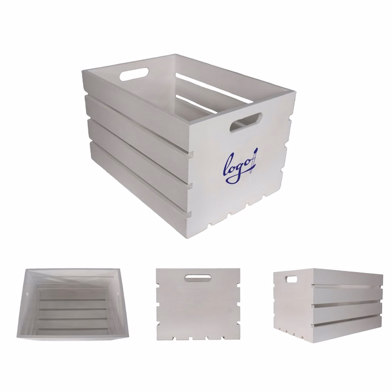 Custom Logo White Wooden Crate