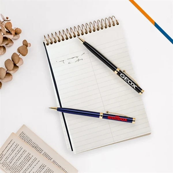 Custom Slim Brass Metal Ballpoint Pen with Gold Accents — Professional Writing 1