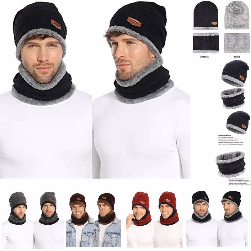 Mens Womens Winter Beanie Hat Scarf Set