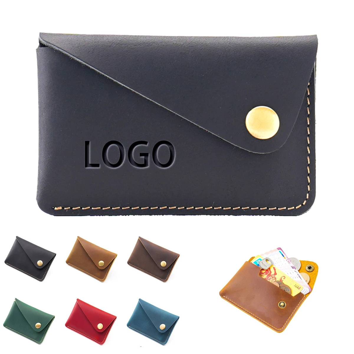 Cowhide Snap Button Coin Purse 1