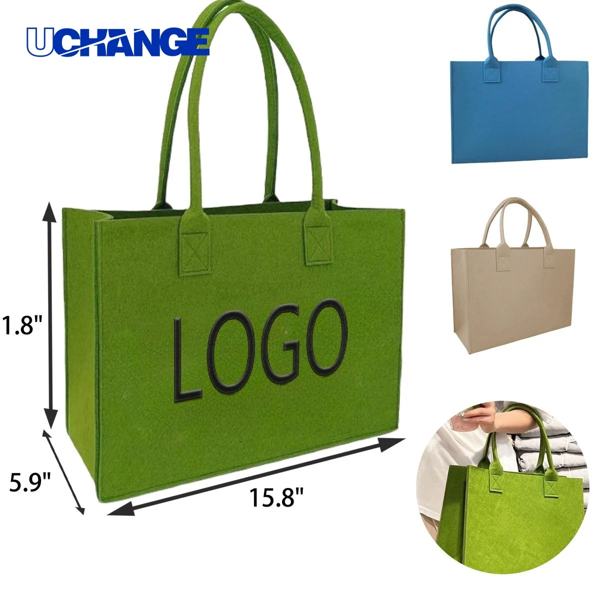 Portable Felt Tote Bag, custom tote bag with logo imprint 1