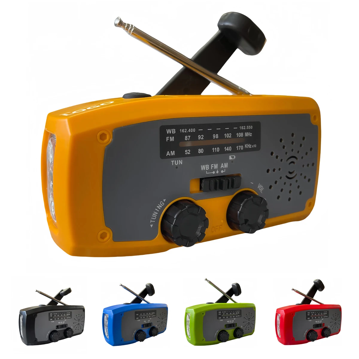 Portable Emergency Radio with Hand-Crank & Solar Charging 1